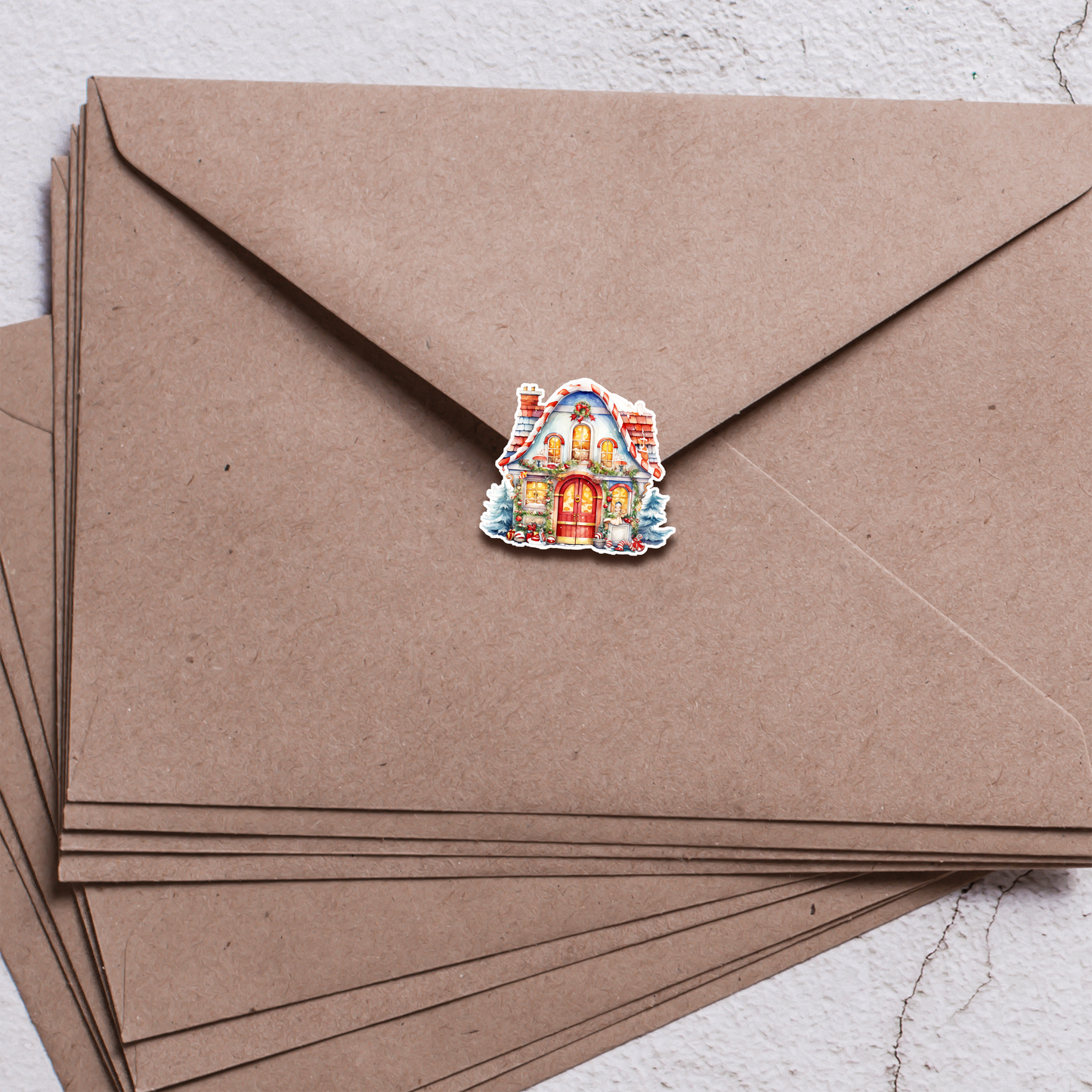 Holiday Houses Sticker Sheet | Cute Christmas House Stickers with Wreaths, Trees & Presents | Winter Planner Stickers