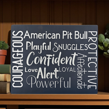 American Pit Bull Sign Wood Subway Style