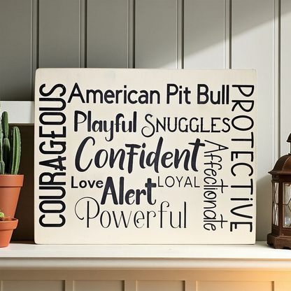 American Pit Bull Sign Wood Subway Style