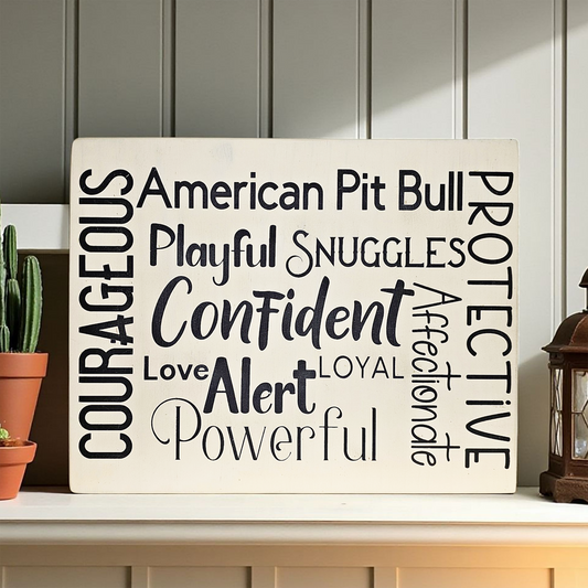 American Pit Bull Sign Wood Subway Style