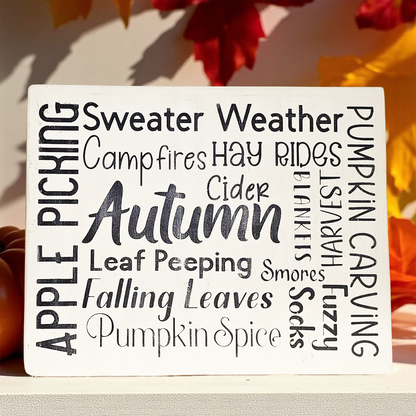 Wood Subway Style Autumn Sign – Rustic Fall Harvest Decor for Home; Farmhouse Autumn Art | Wood Fall Art