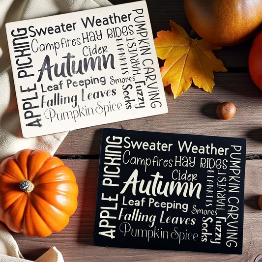 Wood Subway Style Autumn Sign – Rustic Fall Harvest Decor for Home; Farmhouse Autumn Art | Wood Fall Art