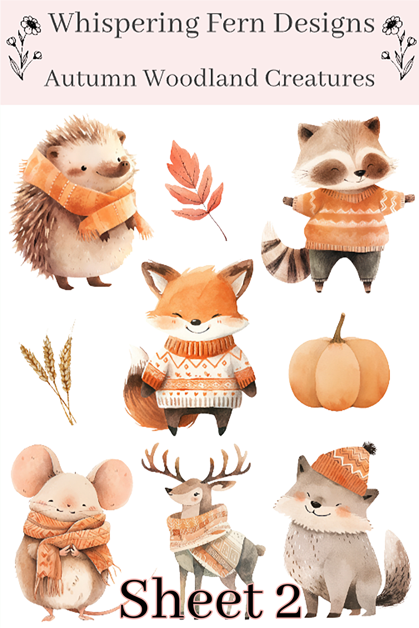 Autumn Woodland Creature Sticker Sheet | Cute Animals in Cozy Clothes | Fall & Winter Stickers for Planners, Journaling, Scrapbooking