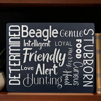 Beagle Dog Sign Wood Subway Style