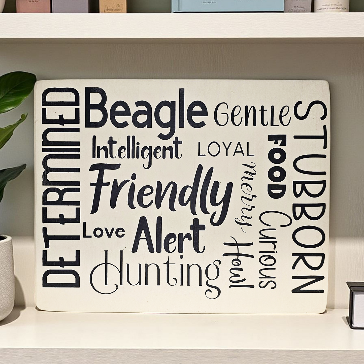 Beagle Dog Sign Wood Subway Style
