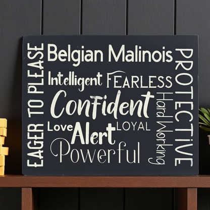 Belgian Malinois Dog Sign Wood Subway Style