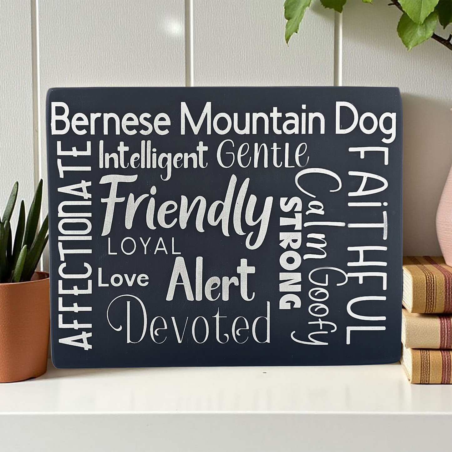 Bernese Mountain Dog Sign Wood Subway Style