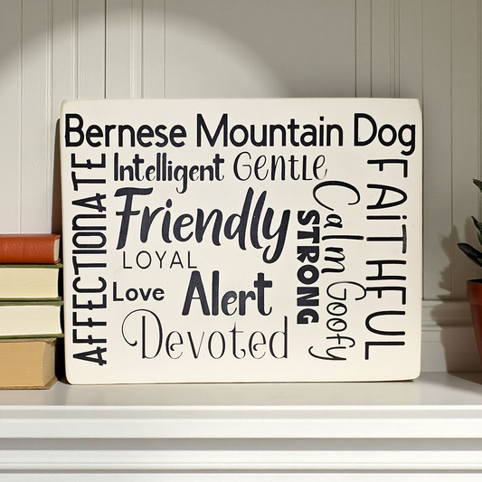 Bernese Mountain Dog Sign Wood Subway Style