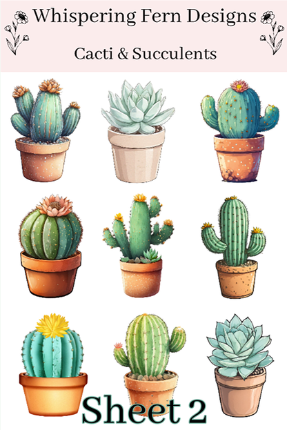 Cacti & Succulent Sticker Sheet | Cute Plant Stickers | Aesthetic Planner, Journal and Scrapbook Stickers