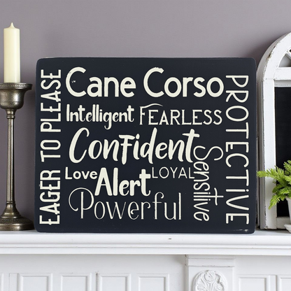 Cane Corso Dog Sign Wood Subway Style