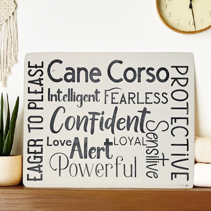 Cane Corso Dog Sign Wood Subway Style