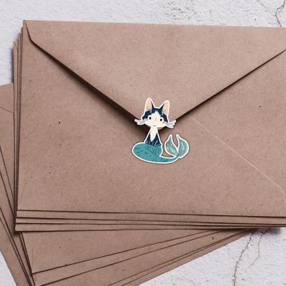 Cute Cat Mermaid Sticker Sheet – Adorable Ocean-Themed Stickers for Planners, Scrapbooks & Gifts
