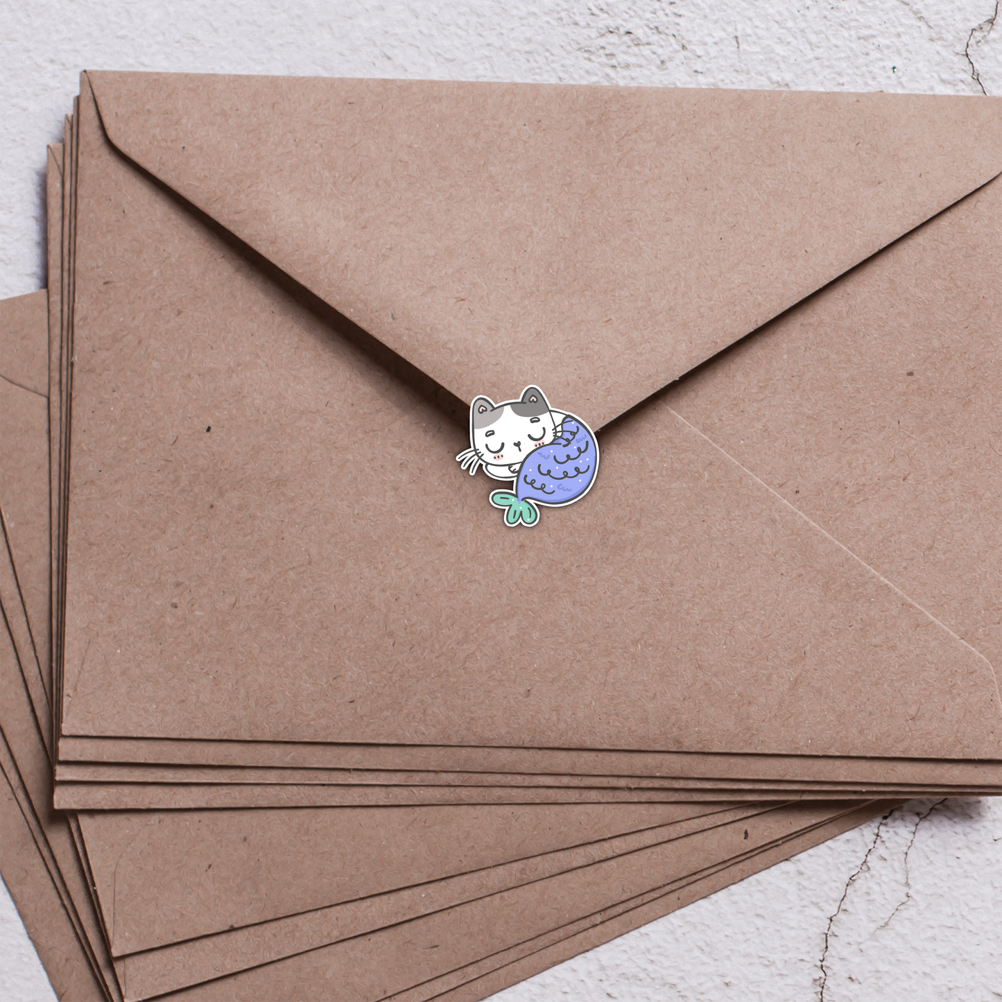 Cute Cat Mermaid Doodles Sticker Sheet – Whimsical Ocean Stickers for Planners, Scrapbooks & Crafts