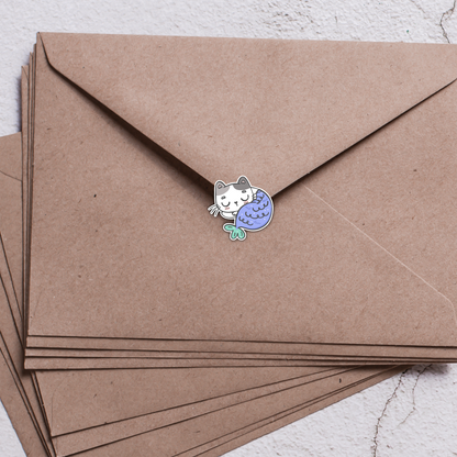 Cute Cat Mermaid Doodles Sticker Sheet – Whimsical Ocean Stickers for Planners, Scrapbooks & Crafts