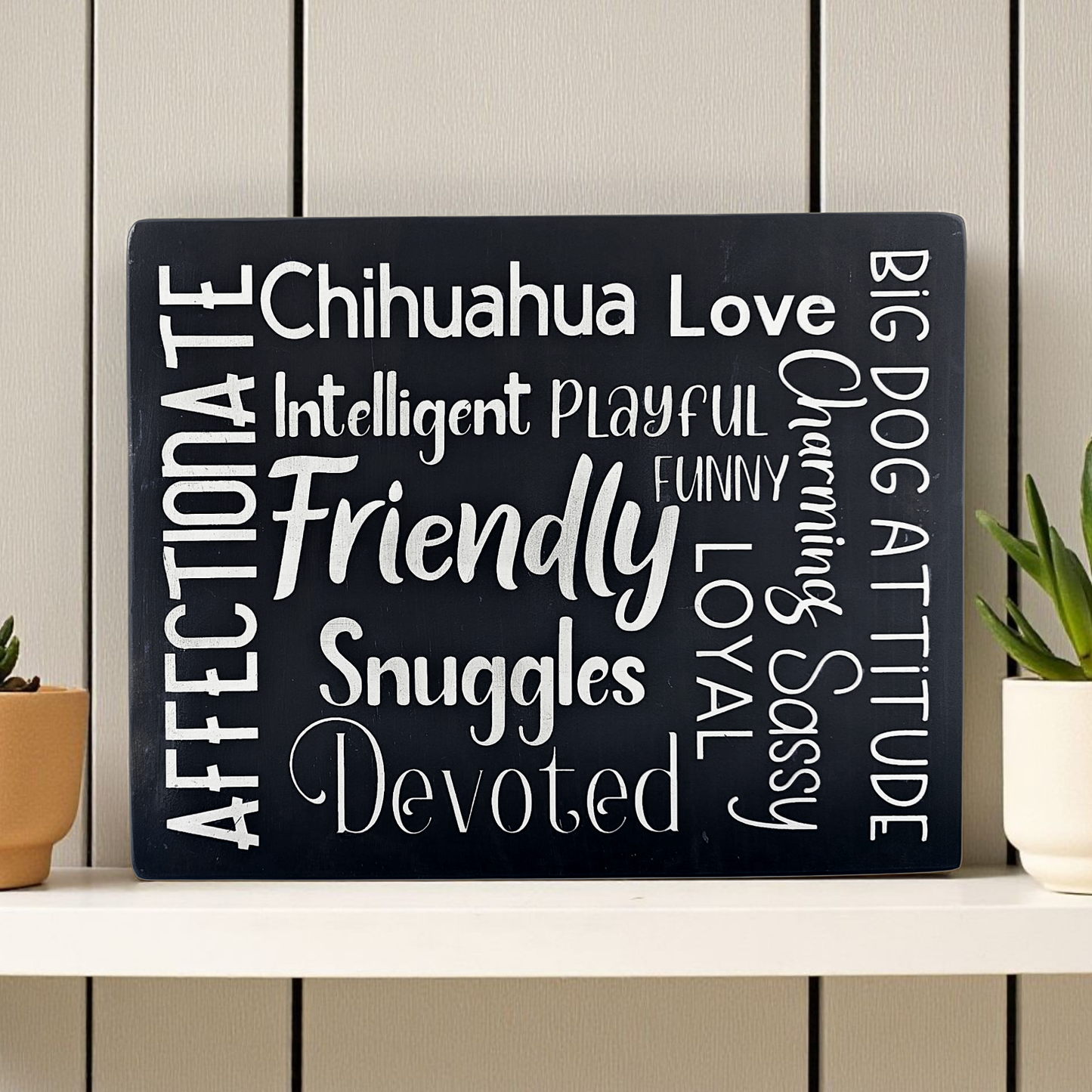 Chihuahua Dog Sign Wood Subway Style