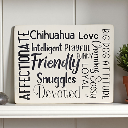 Chihuahua Dog Sign Wood Subway Style