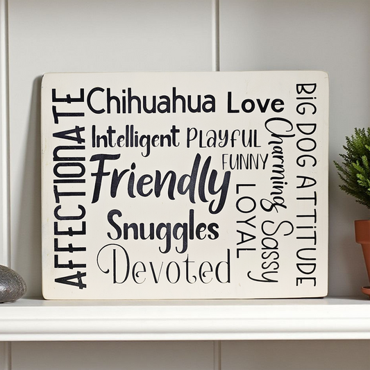 Chihuahua Dog Sign Wood Subway Style
