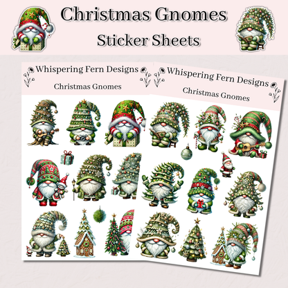 Christmas Gnome Sticker Sheet – Cute Holiday Stickers for Planners, Cards, Journaling, Gifts, and Scrapbooking Stickers