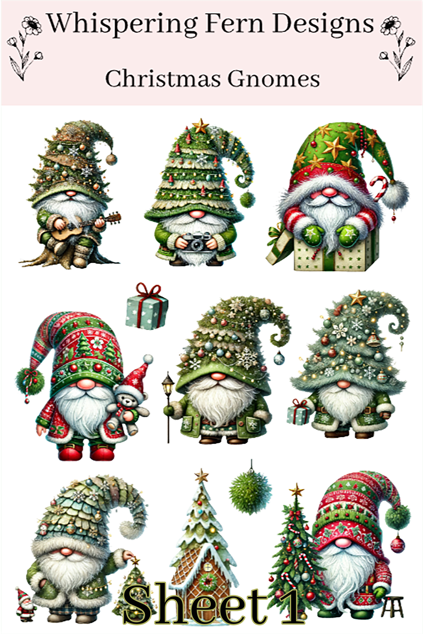 Christmas Gnome Sticker Sheet – Cute Holiday Stickers for Planners, Cards, Journaling, Gifts, and Scrapbooking Stickers
