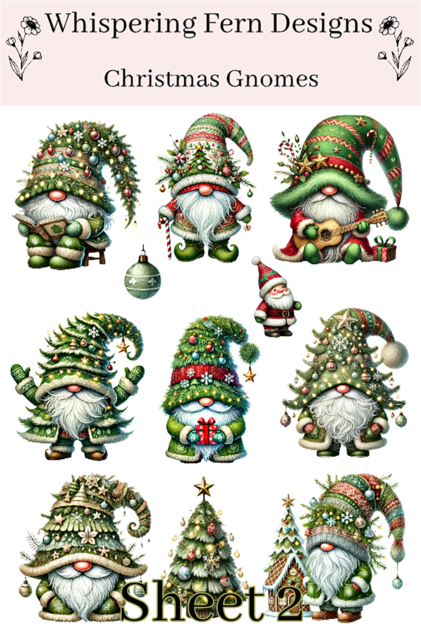 Christmas Gnome Sticker Sheet – Cute Holiday Stickers for Planners, Cards, Journaling, Gifts, and Scrapbooking Stickers