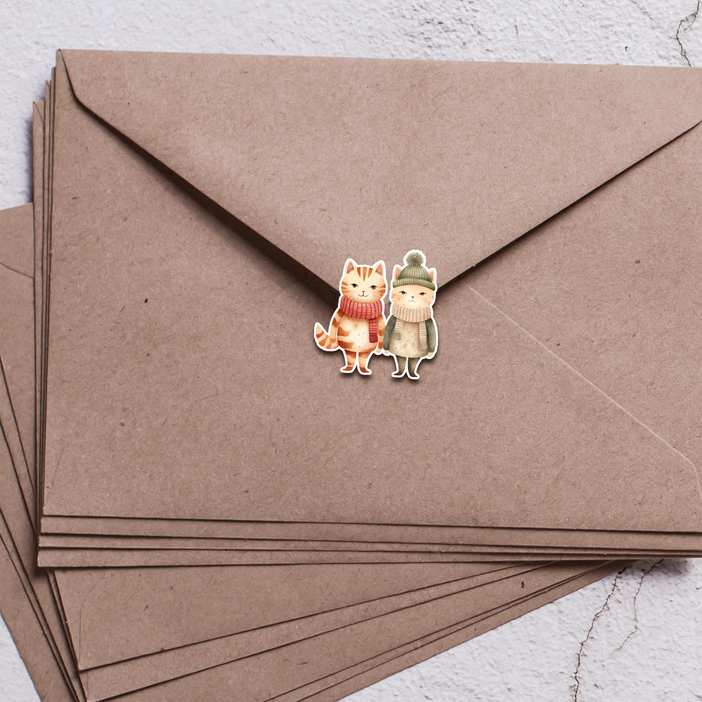 Cozy Winter Cat Couple Sticker Sheet | Cute Cats in Sweaters | Romantic Winter Stickers for Journaling, Scrapbooking, Planners