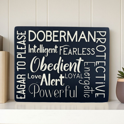 Doberman Dog Sign Wood Subway Style