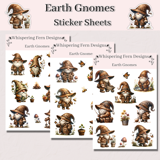 Earth Gnome Sticker Sheet | Cute Gardening, Bees, Plants & Apple Picking Stickers | Cottagecore Planner Stickers