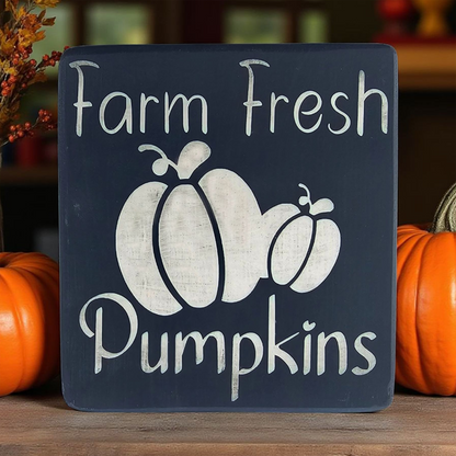 Farm Fresh Pumpkins Hand Painted Wood Sign – Rustic Fall Harvest Decor for Home; Farmhouse Autumn Art | Wood Fall Art