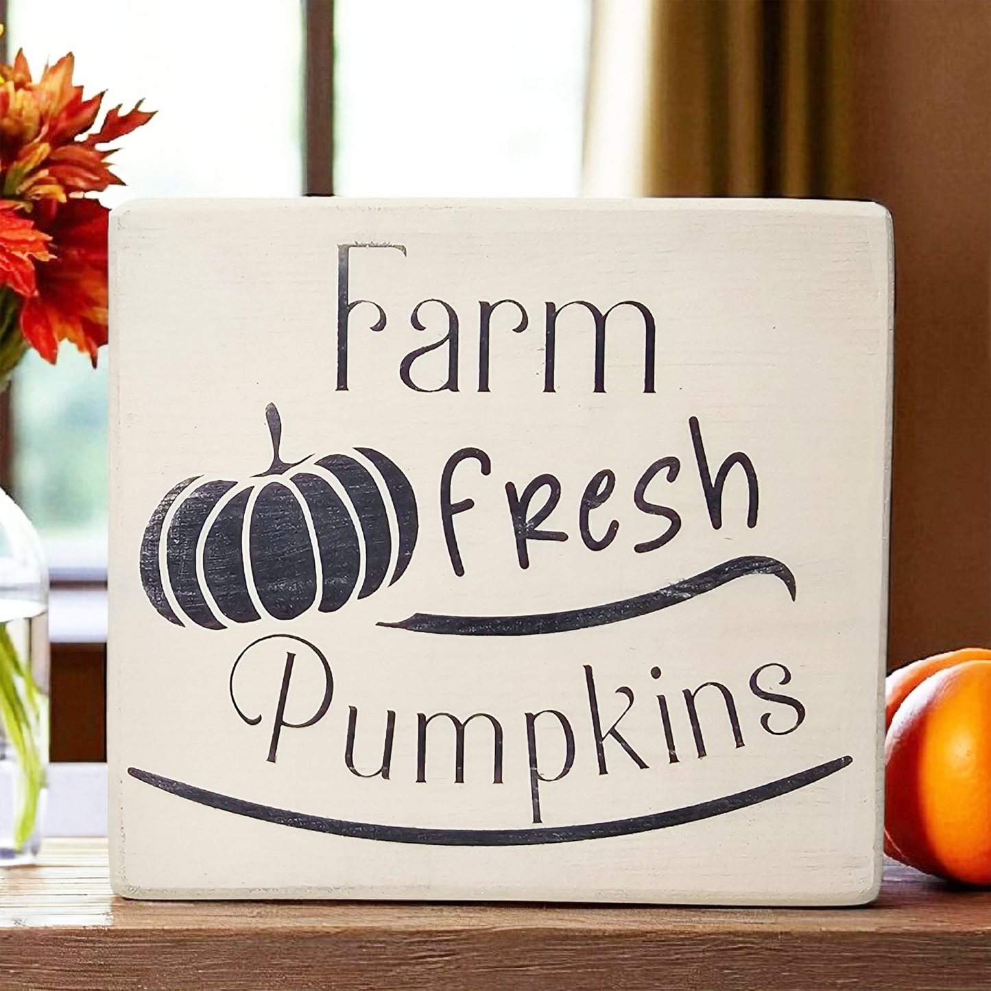 Farm Fresh Pumpkins Hand Painted Wood Sign – Rustic Fall Harvest Decor for Home; Farmhouse Autumn Art | Wood Fall Art