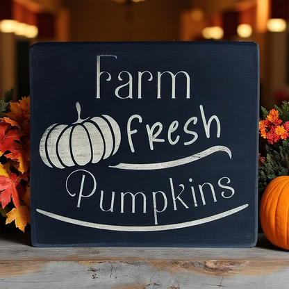 Farm Fresh Pumpkins Hand Painted Wood Sign – Rustic Fall Harvest Decor for Home; Farmhouse Autumn Art | Wood Fall Art