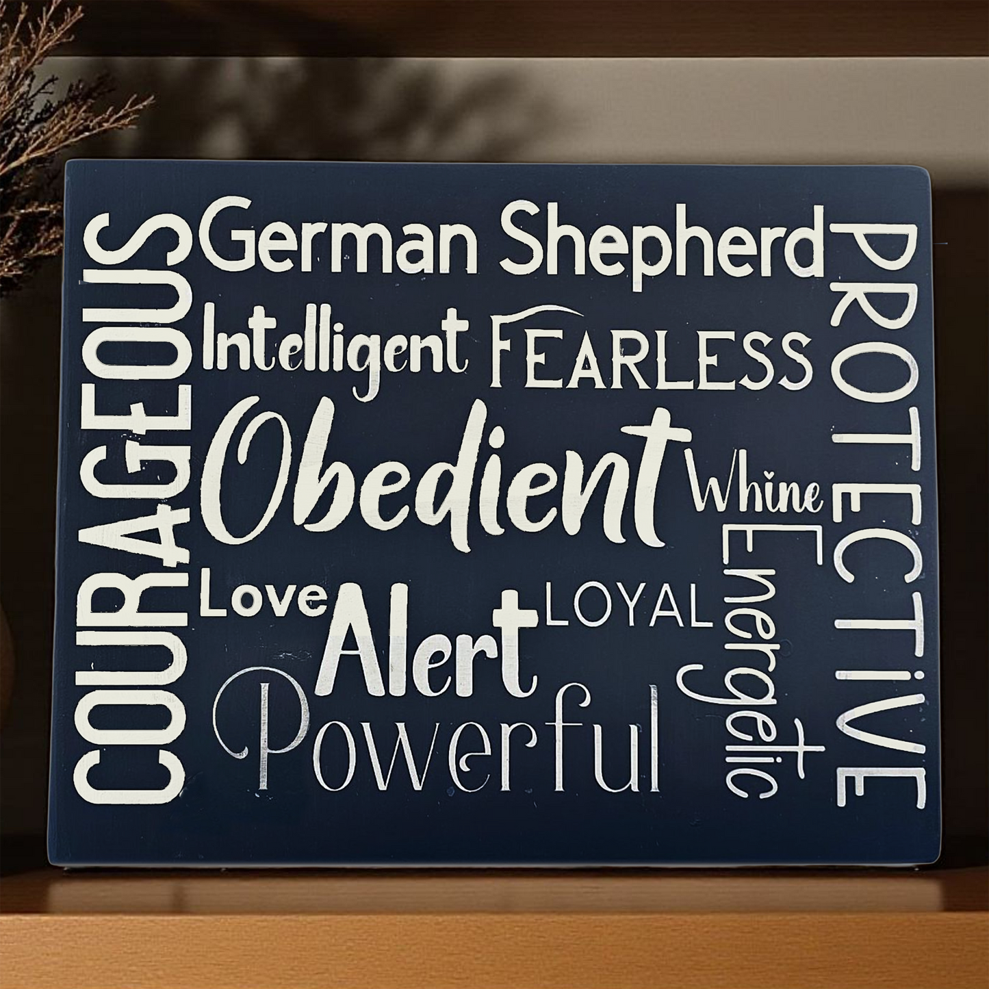 German Shepherd Dog Sign Wood Subway Style