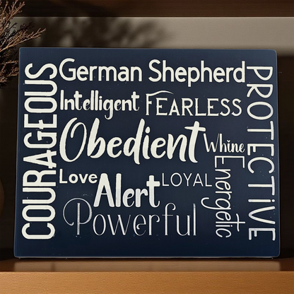 German Shepherd Dog Sign Wood Subway Style