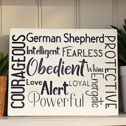 German Shepherd Dog Sign Wood Subway Style