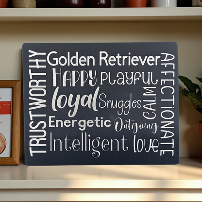 Golden Retriever Dog Sign Wood Subway Style