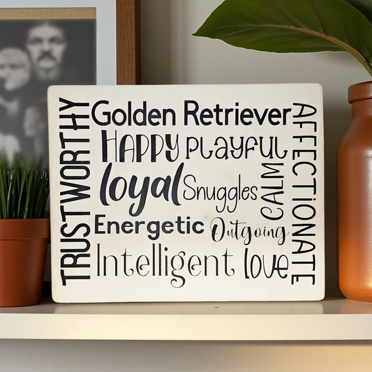 Golden Retriever Dog Sign Wood Subway Style