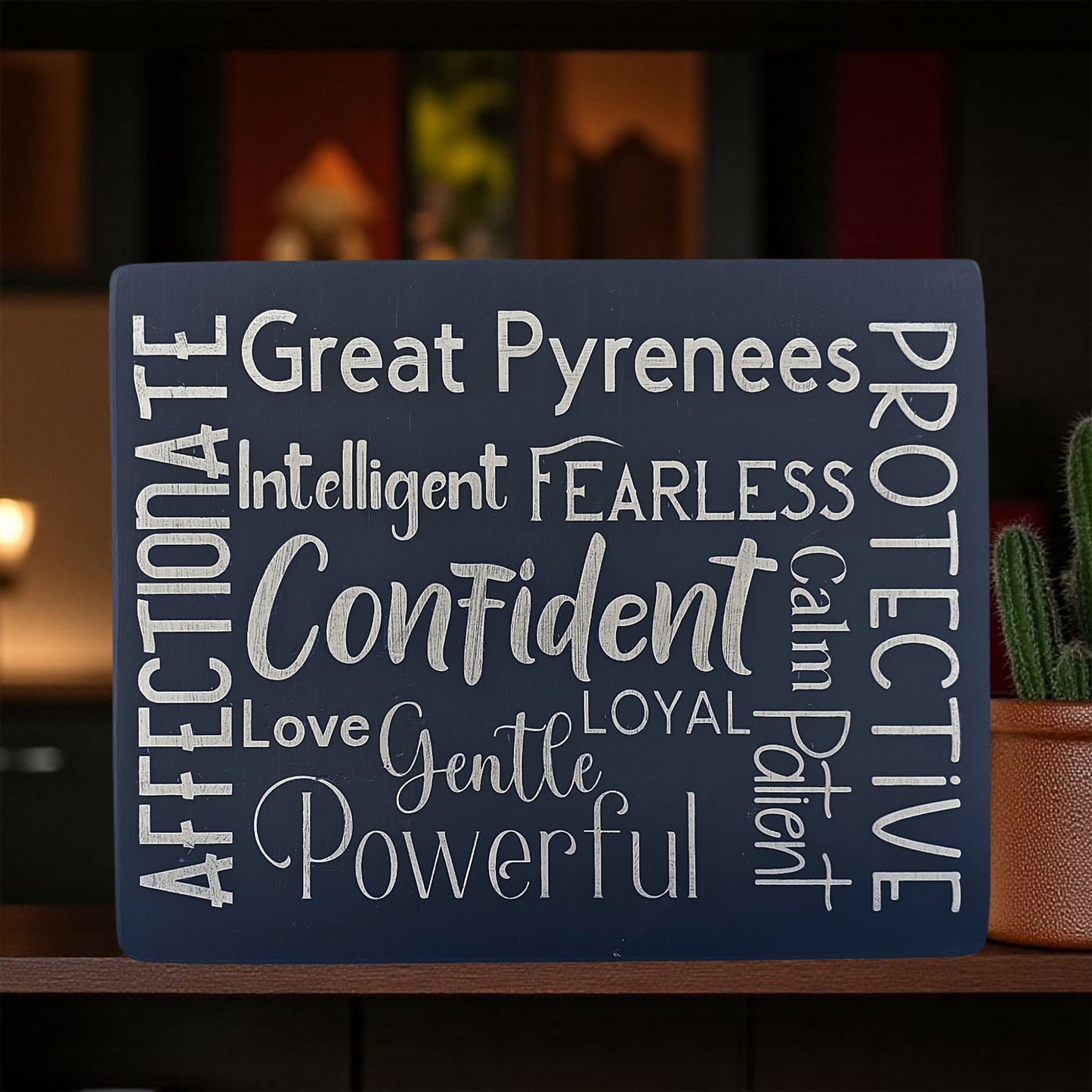 Great Pyrenees Dog Sign Wood Subway Style