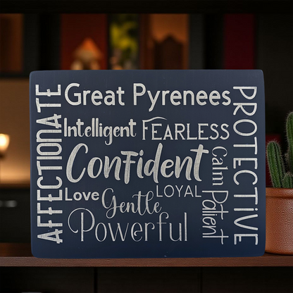 Great Pyrenees Dog Sign Wood Subway Style