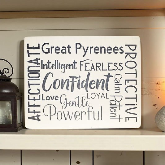 Great Pyrenees Dog Sign Wood Subway Style