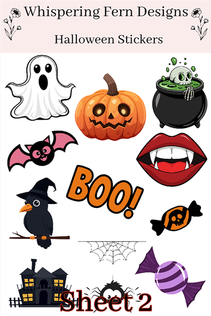 Halloween Sticker Sheet | Cute Halloween – Cute Ghosts, Candy and Spooky Fun Stickers for Journals, Planners & Crafts | Scrapbooking