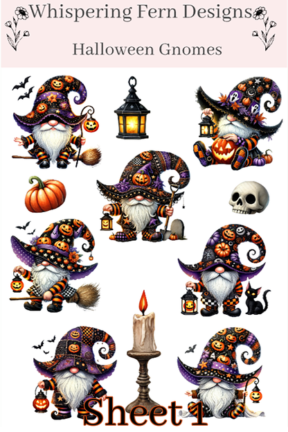 Halloween Gnome Sticker Sheet | Cute Spooky Gnome Stickers | Planner, Journaling & Scrapbooking Stickers