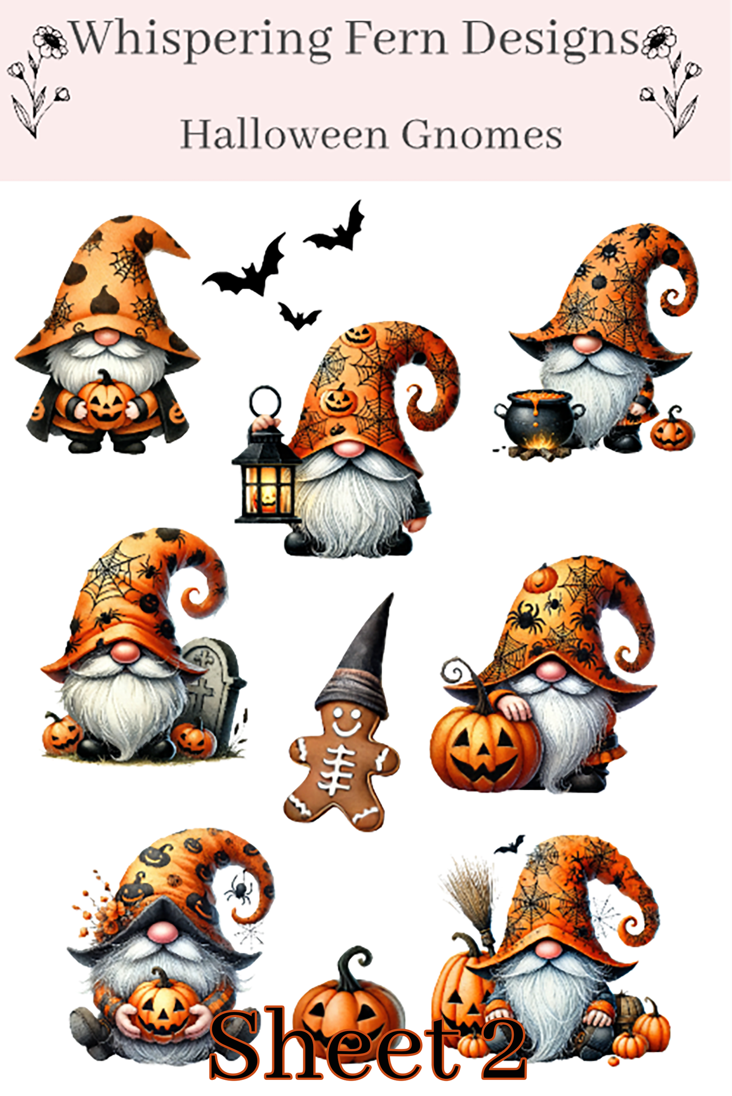 Halloween Gnome Sticker Sheet | Cute Spooky Gnome Stickers | Planner, Journaling & Scrapbooking Stickers