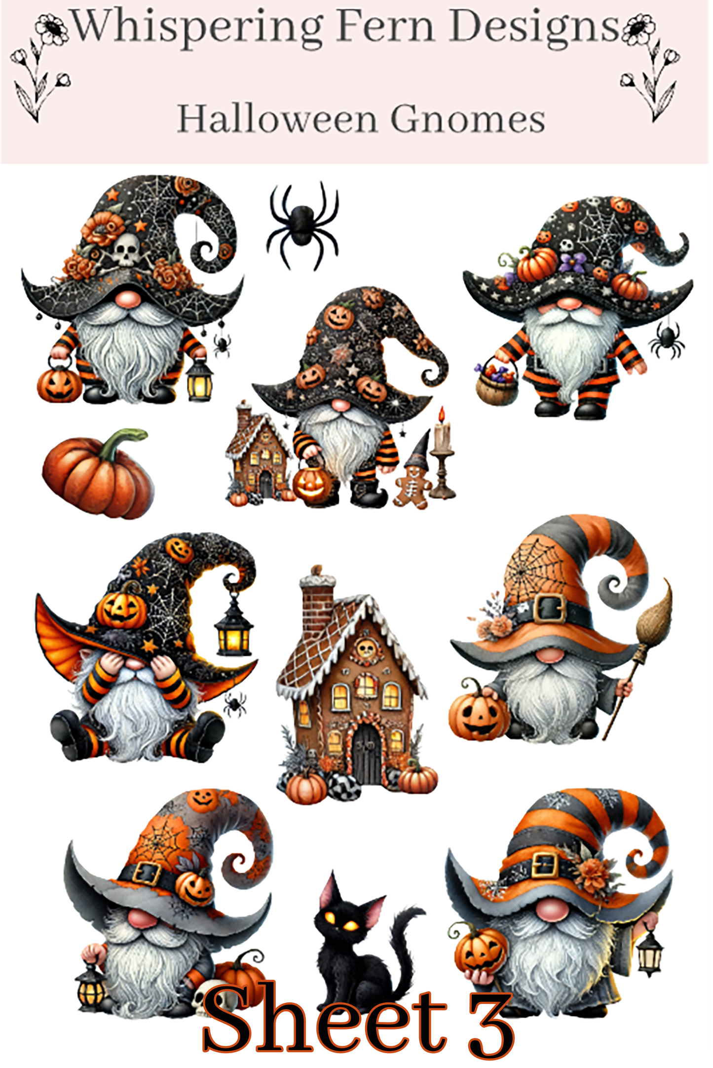 Halloween Gnome Sticker Sheet | Cute Spooky Gnome Stickers | Planner, Journaling & Scrapbooking Stickers