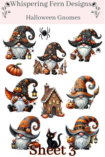 Halloween Gnome Sticker Sheet | Cute Spooky Gnome Stickers | Planner, Journaling & Scrapbooking Stickers