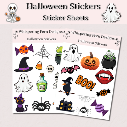 Halloween Sticker Sheet | Cute Halloween – Cute Ghosts, Candy and Spooky Fun Stickers for Journals, Planners & Crafts | Scrapbooking