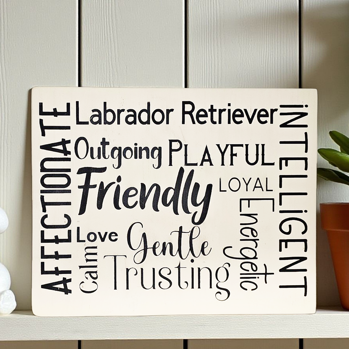Labrador Retriever Dog Sign Wood Subway Style
