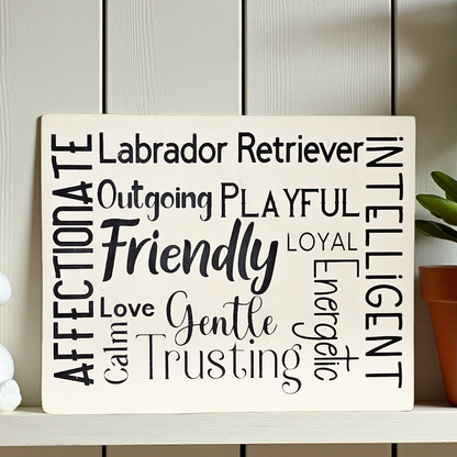 Labrador Retriever Dog Sign Wood Subway Style