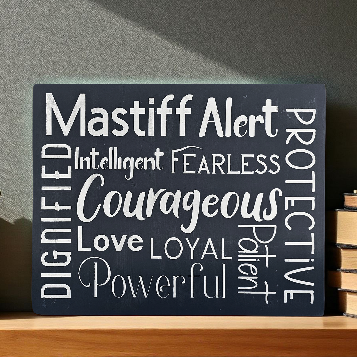 Mastiff Dog Sign Wood Subway Style