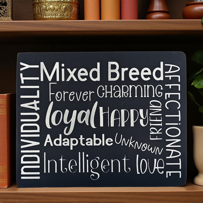 Mixed Breed Dog Sign Wood Subway Style