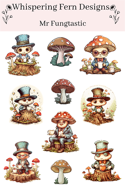 Mr. Fungtastic Sticker Sheet | Cute Mushroom Stickers | Whimsical Fungi Characters | Planner, Scrapbook, Laptop, Journal