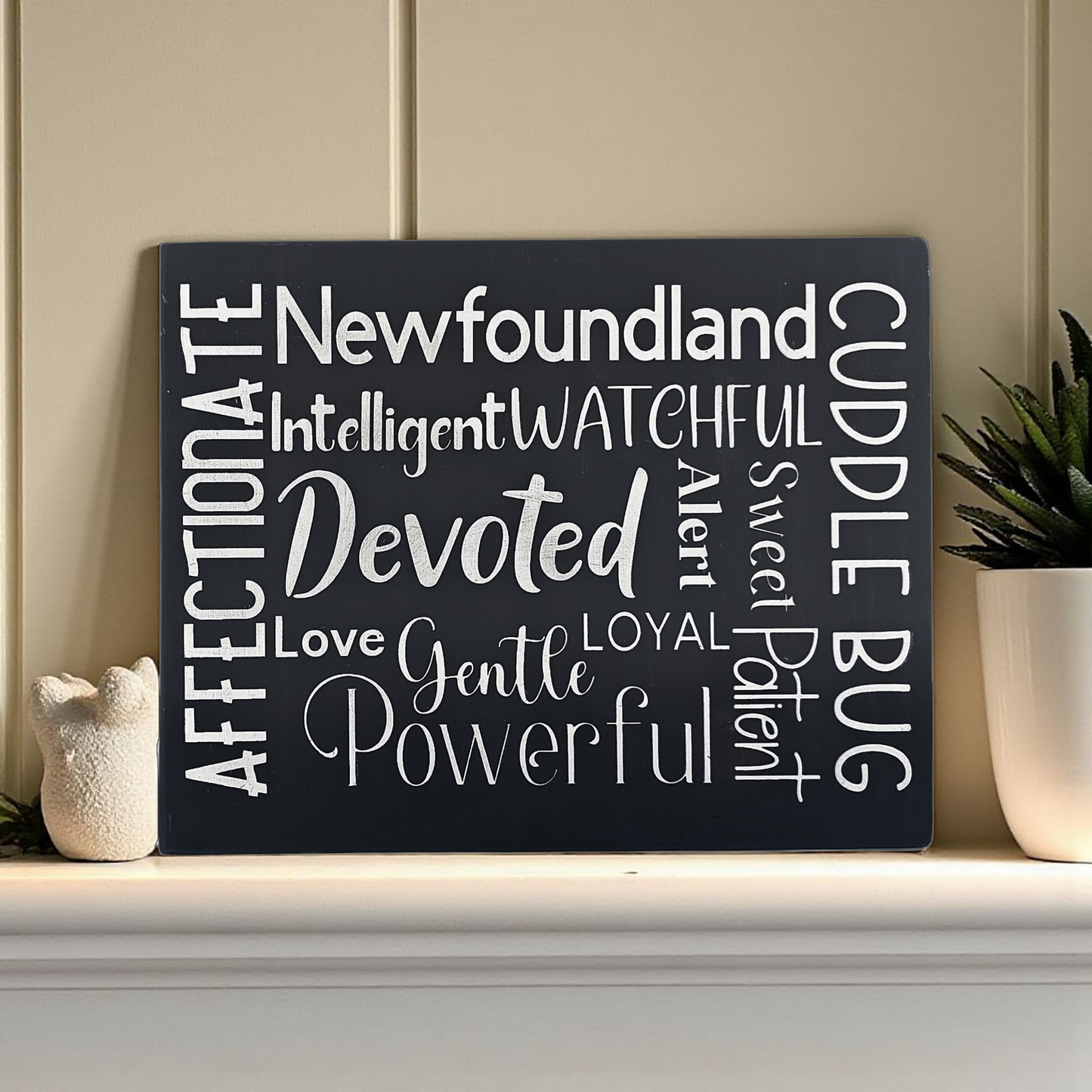 Newfoundland Dog Sign Wood Subway Style